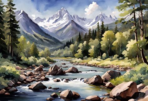 Watercolor Mountain Landscape Art Free Stock Photo - Public Domain Pictures