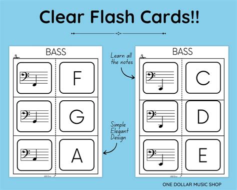 Printable Music Note Flash Cards Bass Clef Printable Flashcards ...