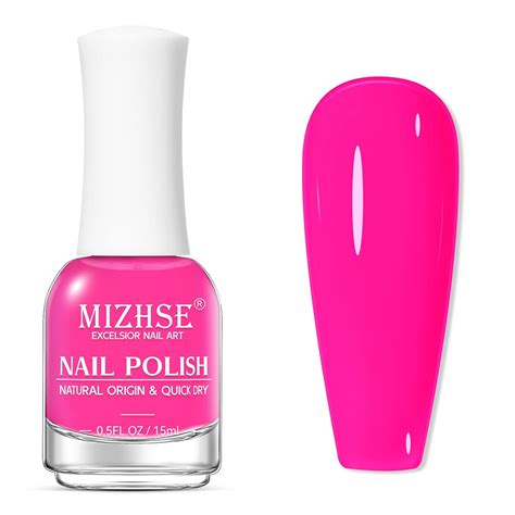 Amazon.com : MIZHSE Quick Dry Nail Polish, Hot Pink Nail Polish Non Gel Air Drying Fast, 15ml ...