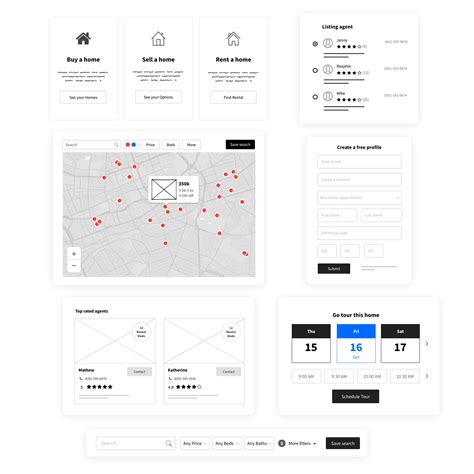 Free Wireframe Template for Real Estate web UI