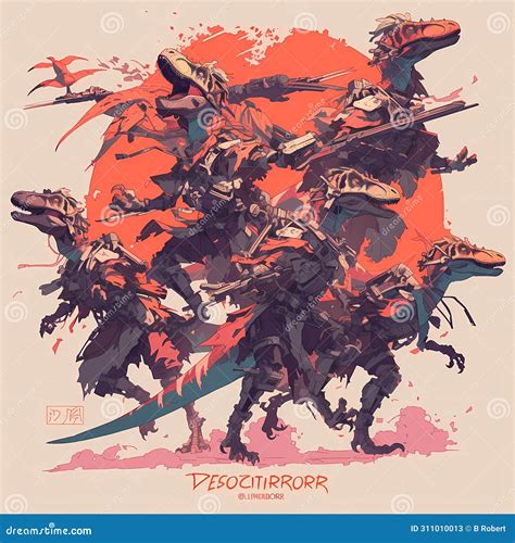 Prehistoric Predators: Velociraptors on Prey Stock Illustration - Illustration of prey ...