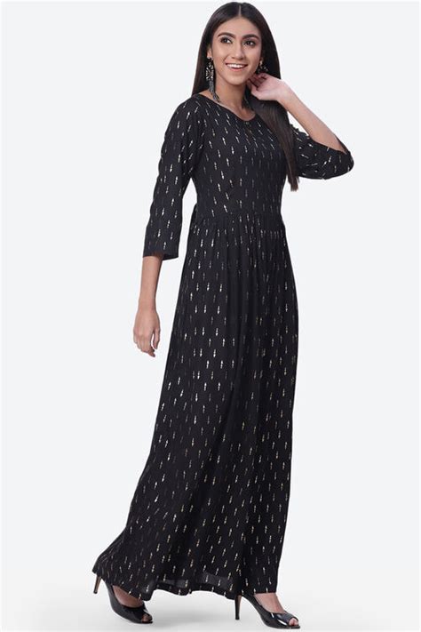 Black Rayon Fusion Dress