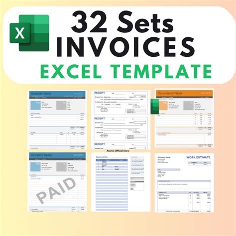 🔥INSTANT🔥 32 Set Invoices Excel Template Auto Calculation | Basic ...
