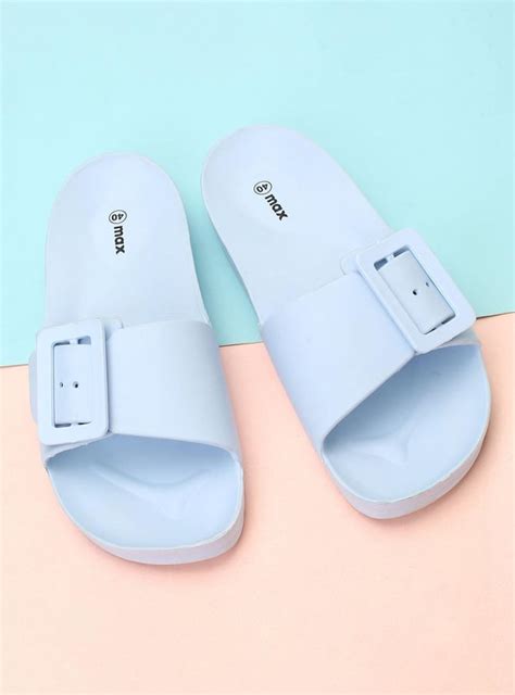 Buy Women Solid Buckle Slide Sandals Online at just Rs. 399.0 ...