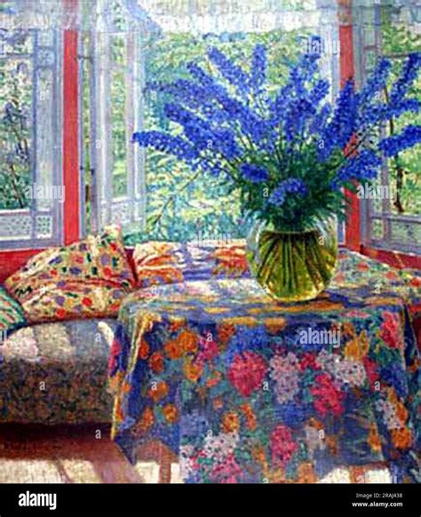 Vase of flowers in the winter garden 1935 by Nikolay Bogdanov-Belsky Stock Photo - Alamy