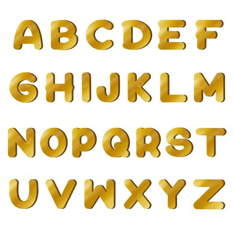 Letras Doradas Alfabética Inglesa PNG ,dibujos Alfabeto Inglés, Letras ...