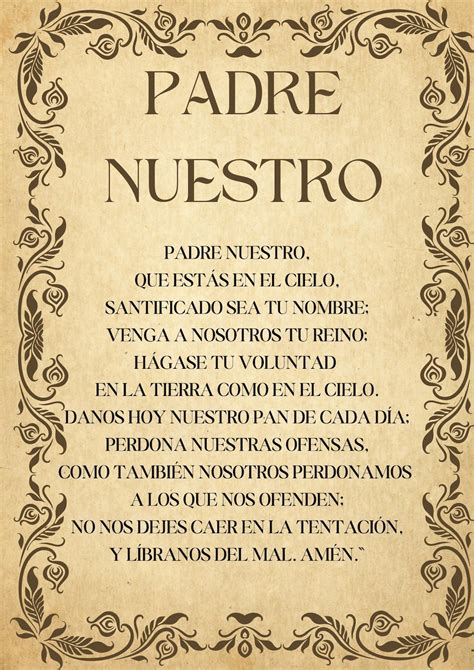 Padre Nuestro En Español + 5 Oraciones Católicas | Prayers to Print ...