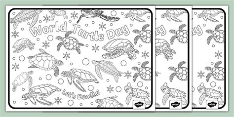 World Turtle Day Doodle Colouring Pages - Twinkl - KS1