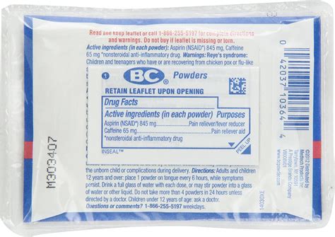 Buy BC Aspirin Fast Pain Relief Powder | Relieves Headache & Body Aches | Pack of 24 | 6 Powders ...