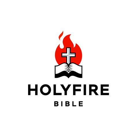 cross, bible and fire icon, Church logo. The open bible and the holy ...