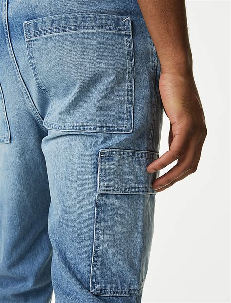 Buy Straight Fit Denim Cargo Jeans at Marks & Spencer