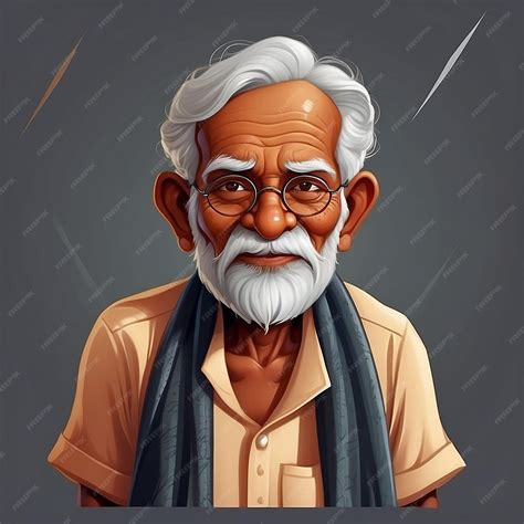 Indian Old Man Cartoon Character Cultural Illustration | Premium AI ...