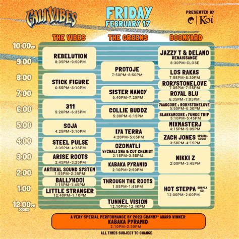 Cali Vibes 2023 - Running Order & Set Times