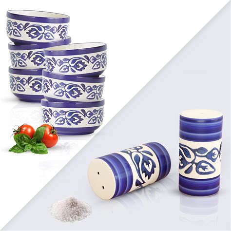 Buy The Earth Store Handcrafted Blue Mughal Ceramic Soup Bowl Set of 6 ...