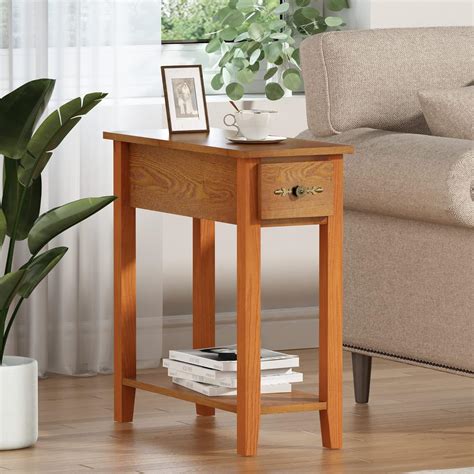 ChooChoo Narrow End Table, Small end Table Living Room with Storage, Side Table Nightstand for ...