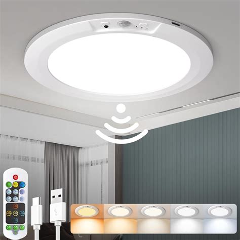 Ktpugorn Rechargeable Motion Sensor Ceiling Light with 5 Colors and ...