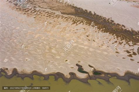 航拍武汉天兴洲长江滩涂沙滩,溪流河流,自然风景,摄影,汇图网www.huitu.com