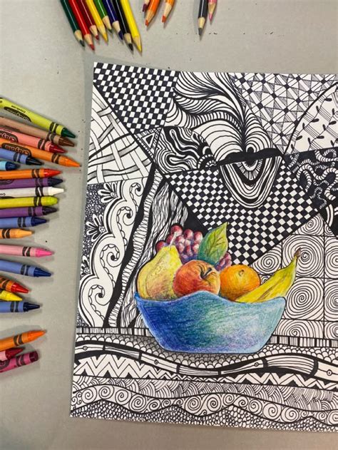 Emphasis in Art | Zentangle Still Life | Middle School Art Lessons
