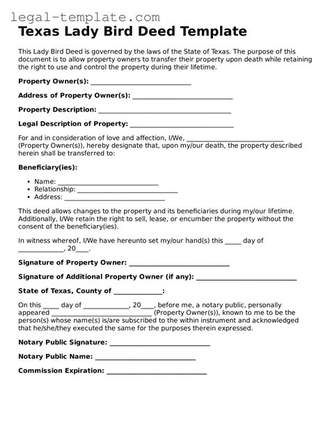 Prepare Your Texas Lady Bird Deed With Our Printable Template