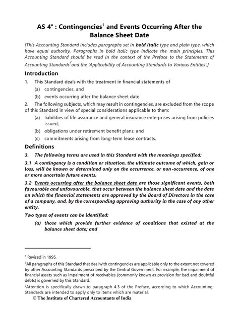 Accounting Standards -Introduction and Applicability - AS 4 ...