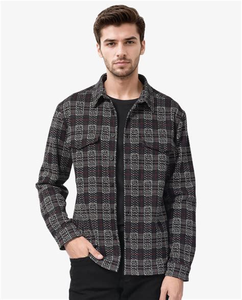 Rare Rabbit Men's Torija Black Cotton Checked Print Relaxed Fit Full S