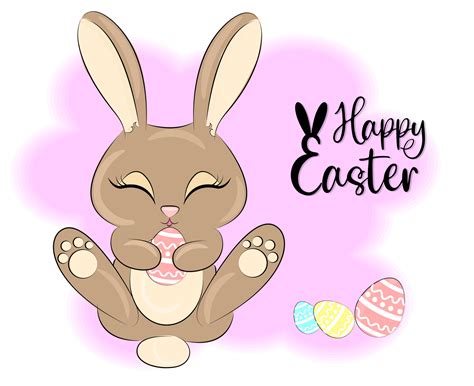 Cute easter bunny, with the inscription happy easter 5915923 Vector Art ...