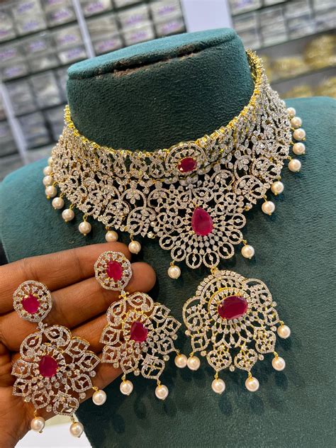 American Diamond Stones Bridal Choker – Nakshatra Jewels