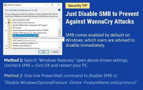 Just disable SMB to Prevent Against Wannacry attacks