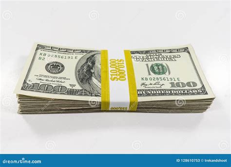 Ten Thousand Dollar Stack with Currency Strap Stock Image - Image of ...