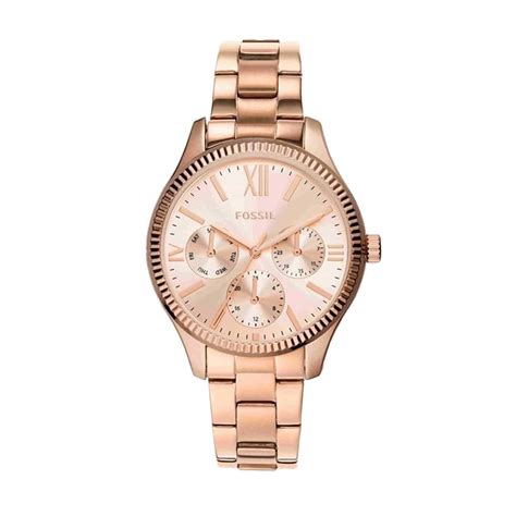 Buy Fossil Womens 36 mm Rye Rose Gold Dial Stainless Steel Analog Watch ...