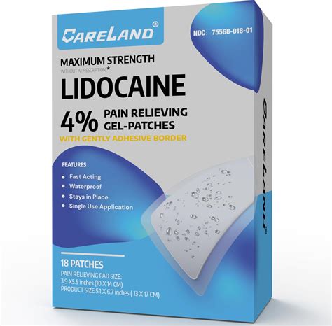 Amazon.com: CARELAND 4% Extra Large Lidocaine Patches Maximum Strength ...