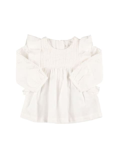 Embroidered organic cotton shirt - Chloé - Girls | Luisaviaroma
