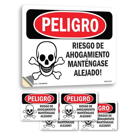 Drowning Danger Keep Out! Spanish OSHA Danger Vinyl Decal Label 18 Inch ...