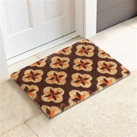 HOKIPO Natural Coconut Coir Printed Doormat For Home Entrance, 40 X 60 ...