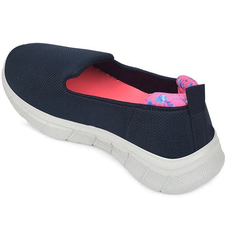 Buy Leap7x Navy Blue Sports Non Lacing Walking Shoes