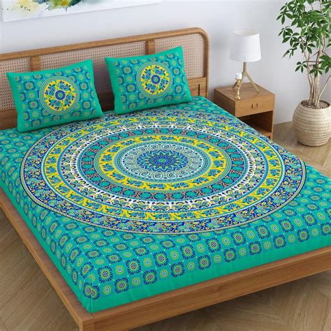 SheetKart Elephant Mandala 144 TC 100% Cotton Double King Size Bedsheet ...