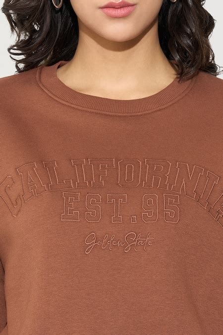 Rust California Embroidered Sweatshirt - Selling Fast at Pantaloons.com