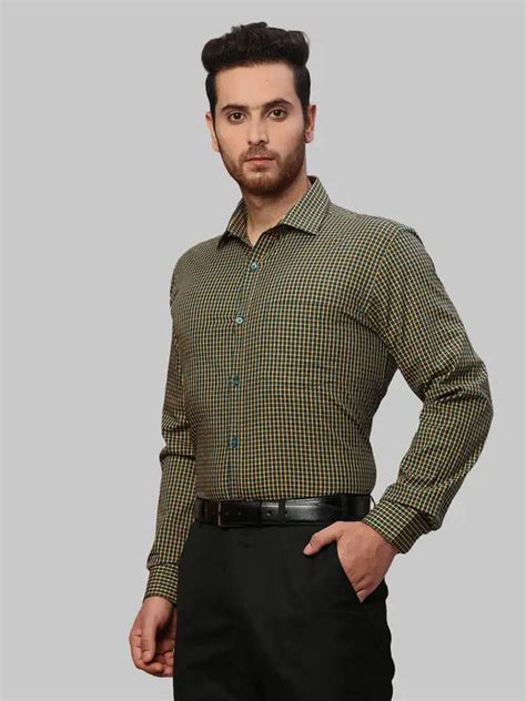 Men Green Slim Fit Checks Cotton Shirts – MyRaymond