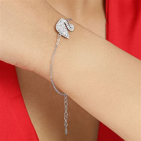 Buy Pure 925 Silver Swarovski Swan Bracelet – Elegant Design