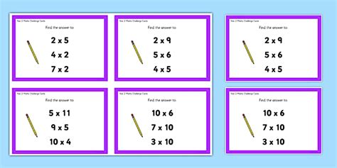 Year 2 Multiplication Challenge Cards (teacher made)