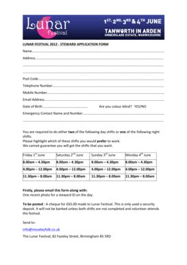 Fillable Online LUNAR FESTIVAL 2012 - STEWARD APPLICATION FORM Name ...