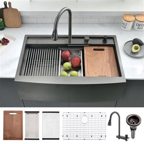 Snapklik.com : 33 Inch Farmhouse Kitchen Sink Splash Guard Waterfall ...