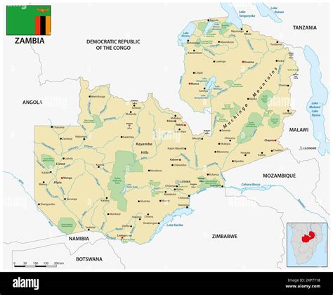 Detailed Map Detailed Map Of Zambia With Towns