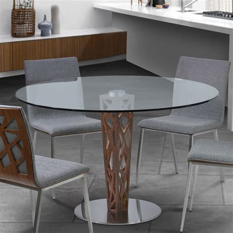Glass Top Wood Pedestal Dining Table at Mary Cano blog