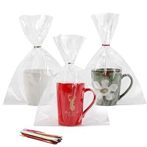 SOMIOCO Clear Cello Cellophane Treat Bags OPP Plastic Poly Bags Goodie ...