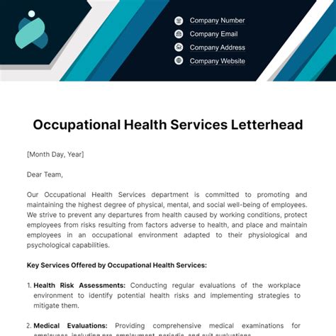 Free Occupational Health Services Letterhead Template to Edit Online