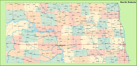 Road map of North Dakota with cities - Ontheworldmap.com