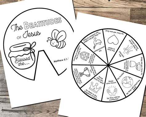 Beatitudes Coloring Wheel, Printable Bible Verse Activity, Watercolor, Kids Bible Lesson, Memory ...