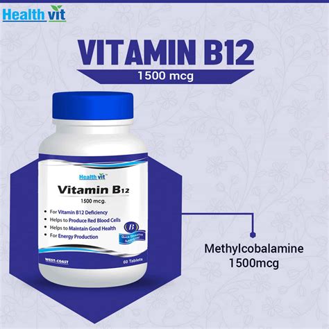 Buy HEALTHVIT VITAMIN B12 1500MCG - 60 TABLETS Online & Get Upto 60% ...