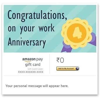 Congratulations (4th Work Anniversary) - Amazon Pay eGift Card : Amazon ...